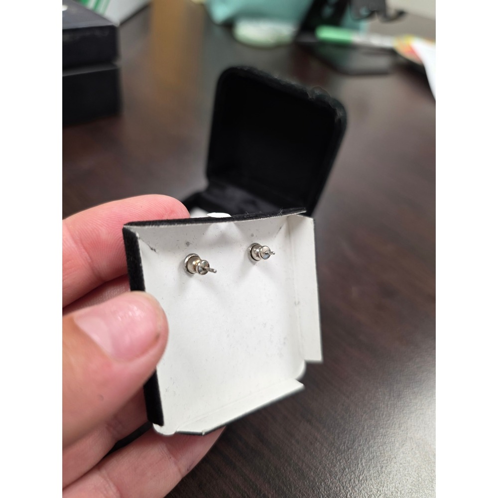 Sterling Silver Blue Topaz Heart Filigree Marquise Stud Earrings Vintage Style - Picture 12 of 16